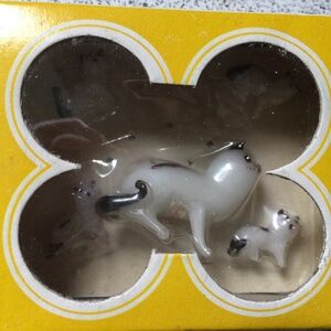 Glass miniature cat family, cat and duck